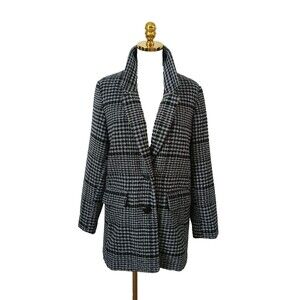 Old Navy Plaid Coat Wool Blend Women's Medium Casual Preppy Comfy Cozy Career